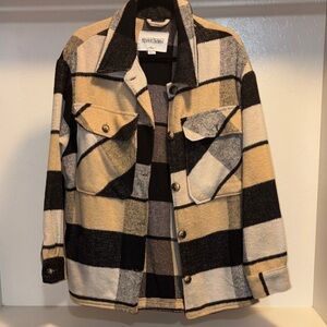Plaid Kids Jacket - Black, White, Tan